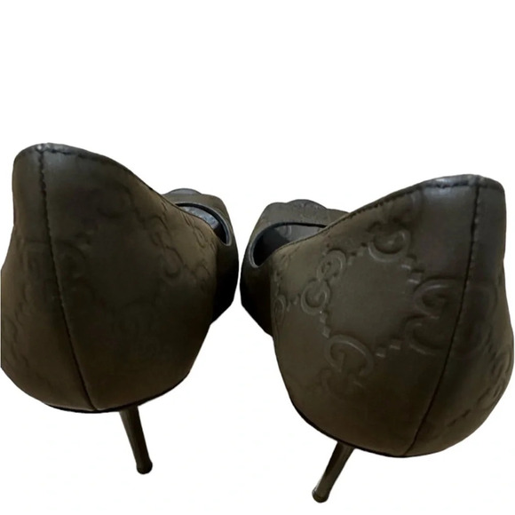 Gucci Guccissima Leather Peep Toe Pumps Size 38.5 Authentic - Picture 6 of 12